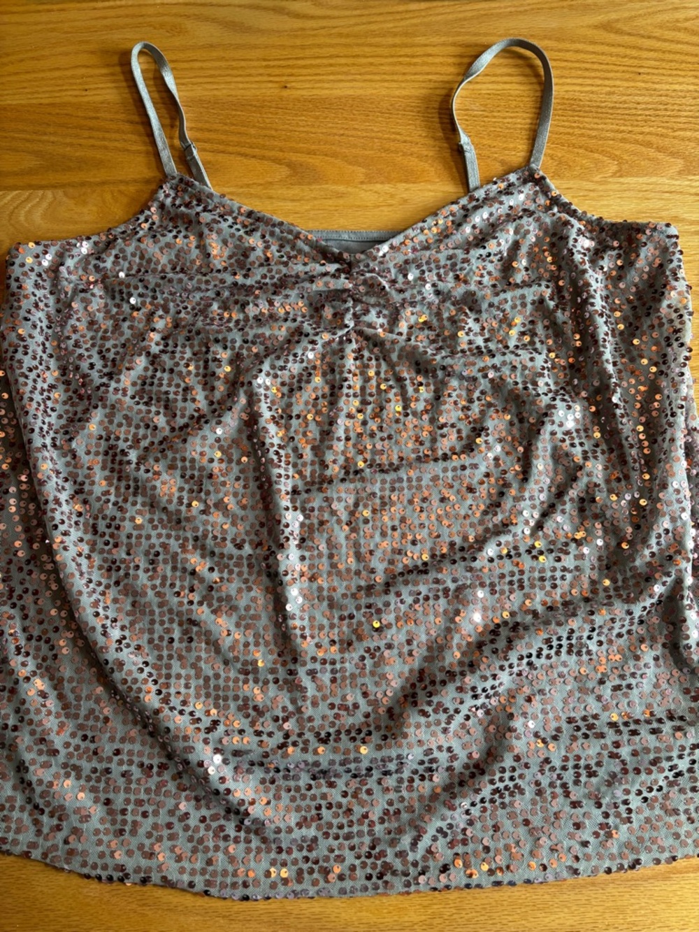 Lane Bryant Women Sequined Camisole Gray Background With Rose gold Sequins 22/24